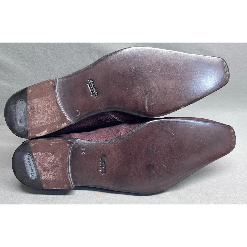 Santoni Suede Chukka Boots Burgundy Brown Italy Size 8.5 Luxury Made In Italy
